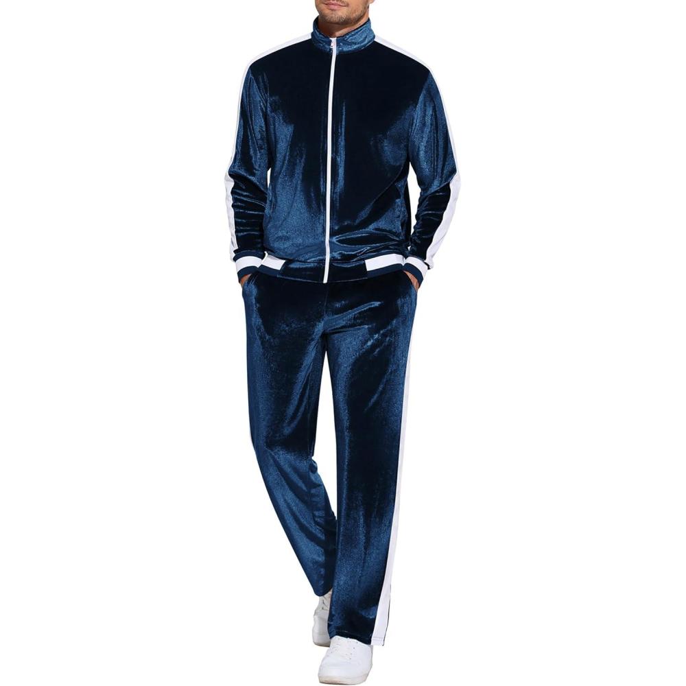 COOFANDY Mens Tracksuit 2 Piece Set Velour Sweatsuit Jogging Suits Full 