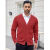 imageCOOFANDY Mens Cardigan Sweaters with Button Lightweight Casual V Neck Long Sleeve Pockets Knitted SweaterDark Red