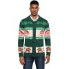 imageCOOFANDY Mens Christmas Cardigans Ugly Xmas Sweaters Reindeer Snowflake Shawl Collar Knitted Cardigan SweaterGreen Santa Claus