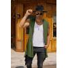 imageCOOFANDY Mens Long Hooded Cardigan Sleeveless Ruffle Shawl Collar Lightweight Open Front Drape Kimono VestArmy Green
