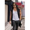 imageCOOFANDY Mens Long Hooded Cardigan Sleeveless Ruffle Shawl Collar Lightweight Open Front Drape Kimono VestBlack