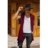 imageCOOFANDY Mens Long Hooded Cardigan Sleeveless Ruffle Shawl Collar Lightweight Open Front Drape Kimono VestDark Red