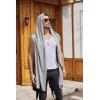 imageCOOFANDY Mens Long Hooded Cardigan Sleeveless Ruffle Shawl Collar Lightweight Open Front Drape Kimono VestLight Grey