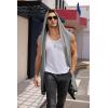 imageCOOFANDY Mens Long Hooded Cardigan Sleeveless Ruffle Shawl Collar Lightweight Open Front Drape Kimono VestMiddle Grey