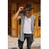 imageCOOFANDY Mens Long Hooded Cardigan Sleeveless Ruffle Shawl Collar Lightweight Open Front Drape Kimono VestMiddle Grey