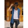 imageCOOFANDY Mens Long Hooded Cardigan Sleeveless Ruffle Shawl Collar Lightweight Open Front Drape Kimono VestNavy