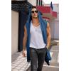 imageCOOFANDY Mens Long Hooded Cardigan Sleeveless Ruffle Shawl Collar Lightweight Open Front Drape Kimono VestNavy