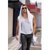 imageCOOFANDY Mens Long Hooded Cardigan Sleeveless Ruffle Shawl Collar Lightweight Open Front Drape Kimono VestWhite