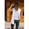imageCOOFANDY Mens Long Hooded Cardigan Sleeveless Ruffle Shawl Collar Lightweight Open Front Drape Kimono VestWhite