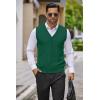 imageCOOFANDY Mens Sweater Vest V Neck Casual Sleeveless Knitted Button Cardigan VestDark Green