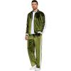 imageCOOFANDY Mens Tracksuit 2 Piece Set Velour Sweatsuit Jogging Suits Full Zip Jacket Pants OutfitsArmy Green