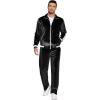 imageCOOFANDY Mens Tracksuit 2 Piece Set Velour Sweatsuit Jogging Suits Full Zip Jacket Pants OutfitsBlack