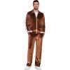 imageCOOFANDY Mens Tracksuit 2 Piece Set Velour Sweatsuit Jogging Suits Full Zip Jacket Pants OutfitsBrown
