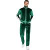 imageCOOFANDY Mens Tracksuit 2 Piece Set Velour Sweatsuit Jogging Suits Full Zip Jacket Pants OutfitsEvergreen