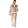 imageCOOFANDY Mens Tracksuit 2 Piece Set Velour Sweatsuit Jogging Suits Full Zip Jacket Pants OutfitsLight Khaki