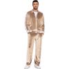 imageCOOFANDY Mens Tracksuit 2 Piece Set Velour Sweatsuit Jogging Suits Full Zip Jacket Pants OutfitsLight Khaki