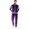 imageCOOFANDY Mens Tracksuit 2 Piece Set Velour Sweatsuit Jogging Suits Full Zip Jacket Pants OutfitsLight Purple