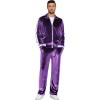imageCOOFANDY Mens Tracksuit 2 Piece Set Velour Sweatsuit Jogging Suits Full Zip Jacket Pants OutfitsLight Purple