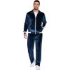 imageCOOFANDY Mens Tracksuit 2 Piece Set Velour Sweatsuit Jogging Suits Full Zip Jacket Pants OutfitsNavy Blue