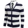 imageCOOFANDY Mens V Neck Cardigan Sweater Casual Lightweight Button Down Knitted Cardigan SweaterNavy Stripe