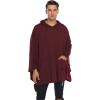 imageCOOFANDY Unisex Casual Hooded Poncho Cape Cloak Fashion Coat Hoodie Pullover with PocketWine Red