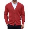 imageCOOFANDY Mens Cardigan Sweaters with Button Lightweight Casual V Neck Long Sleeve Pockets Knitted SweaterDark Red