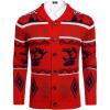 imageCOOFANDY Mens Christmas Cardigans Ugly Xmas Sweaters Reindeer Snowflake Shawl Collar Knitted Cardigan SweaterRed Elk