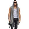 imageCOOFANDY Mens Long Hooded Cardigan Sleeveless Ruffle Shawl Collar Lightweight Open Front Drape Kimono VestMiddle Grey