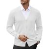 imageCOOFANDY Mens V Neck Cardigan Sweater Casual Lightweight Button Down Knitted Cardigan SweaterAll White