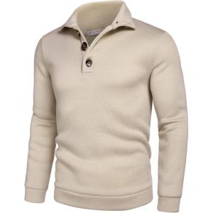 imageCOOFANDY Mens Casual Slim Fit Pullover Sweater Knitted Thermal SweatshirtApricot