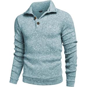 imageCOOFANDY Mens Casual Slim Fit Pullover Sweater Knitted Thermal SweatshirtAqua Green