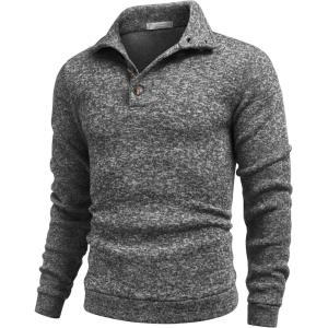 imageCOOFANDY Mens Casual Slim Fit Pullover Sweater Knitted Thermal SweatshirtBlack and White