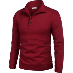imageCOOFANDY Mens Casual Slim Fit Pullover Sweater Knitted Thermal SweatshirtRed