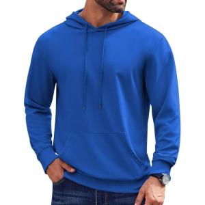 imageCOOFANDY Mens Hoodies Pullover Long Sleeve Casual Fashion Sweatshirts Drawstring Gym Hooded Shirt with Kanga PocketBlue