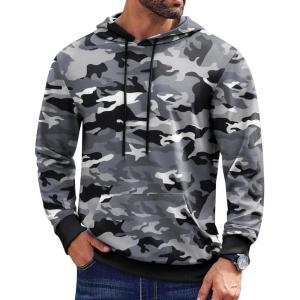 imageCOOFANDY Mens Hoodies Pullover Long Sleeve Casual Fashion Sweatshirts Drawstring Gym Hooded Shirt with Kanga PocketDark Camo