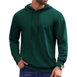 imageCOOFANDY Mens Hoodies Pullover Long Sleeve Casual Fashion Sweatshirts Drawstring Gym Hooded Shirt with Kanga PocketGreen