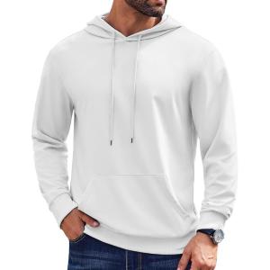 imageCOOFANDY Mens Hoodies Pullover Long Sleeve Casual Fashion Sweatshirts Drawstring Gym Hooded Shirt with Kanga PocketWhite