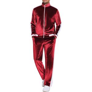 imageCOOFANDY Mens Tracksuit 2 Piece Set Velour Sweatsuit Jogging Suits Full Zip Jacket Pants OutfitsBurgundy