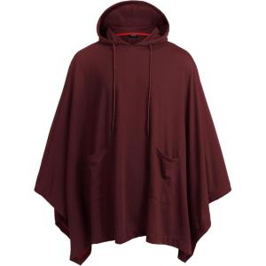 imageCOOFANDY Unisex Casual Hooded Poncho Cape Cloak Fashion Coat Hoodie Pullover with PocketWine Red