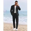 imageCOOFANDY Mens 2 Piece Linen Cotton Suits Set Casual Linen Lightweight Suit Summer Beach WeddingBlack