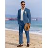imageCOOFANDY Mens 2 Piece Linen Cotton Suits Set Casual Linen Lightweight Suit Summer Beach WeddingBlue