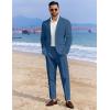 imageCOOFANDY Mens 2 Piece Linen Cotton Suits Set Casual Linen Lightweight Suit Summer Beach WeddingBlue