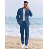 imageCOOFANDY Mens 2 Piece Linen Cotton Suits Set Casual Linen Lightweight Suit Summer Beach WeddingBlue