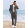 imageCOOFANDY Mens 2 Piece Linen Cotton Suits Set Casual Linen Lightweight Suit Summer Beach WeddingDark Grey