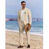 imageCOOFANDY Mens 2 Piece Linen Cotton Suits Set Casual Linen Lightweight Suit Summer Beach WeddingKhaki