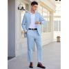 imageCOOFANDY Mens 2 Piece Linen Cotton Suits Set Casual Linen Lightweight Suit Summer Beach WeddingLight Blue