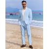 imageCOOFANDY Mens 2 Piece Linen Cotton Suits Set Casual Linen Lightweight Suit Summer Beach WeddingLight Blue