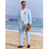imageCOOFANDY Mens 2 Piece Linen Cotton Suits Set Casual Linen Lightweight Suit Summer Beach WeddingLight Blue