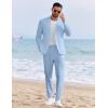 imageCOOFANDY Mens 2 Piece Linen Cotton Suits Set Casual Linen Lightweight Suit Summer Beach WeddingLight Blue