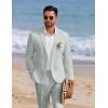 imageCOOFANDY Mens 2 Piece Linen Cotton Suits Set Casual Linen Lightweight Suit Summer Beach WeddingLight Green